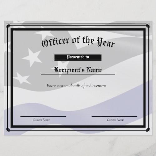 Custom Thin Blue Line Flag Certificate