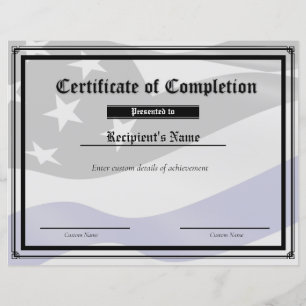 Custom Thin Blue Line Flag Certificate