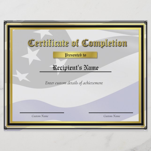 Custom Thin Blue Line Flag Certificate (Front)