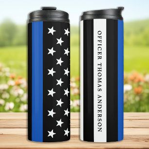 Custom Thin Blue Line Flag Police Officer Thermal Tumbler