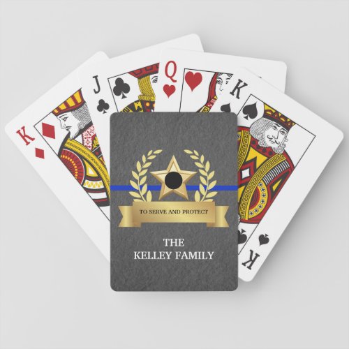 Custom Thin Blue Line Law Enforcement Family  Playing Cards
