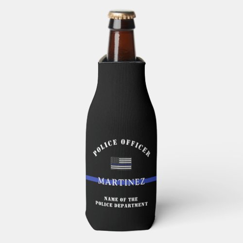 Custom Thin Blue Line Police Officer Appreciation Bottle Cooler