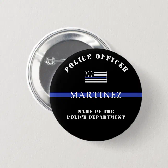 Custom Thin Blue Line Police Officer Appreciation Button | Zazzle