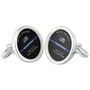 Custom Thin Blue Line Police Officer Appreciation Cufflinks
