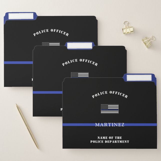 Custom Thin Blue Line Police Officer Appreciation File Folder (Set)