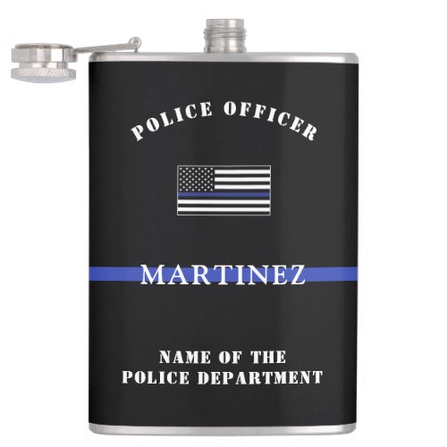 Custom Thin Blue Line Police Officer Appreciation Flask