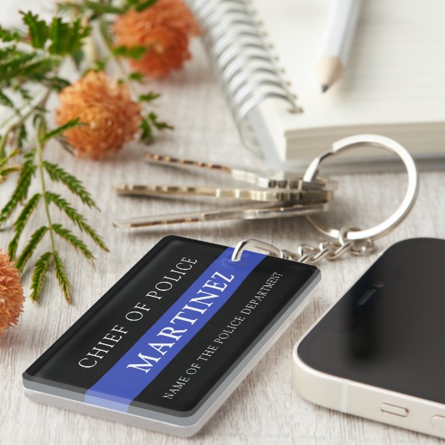 Custom Thin Blue Line Police Officer Appreciation Keychain (Front Right)