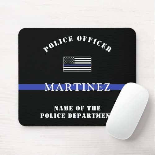 Custom Thin Blue Line Police Officer Appreciation Mouse Pad