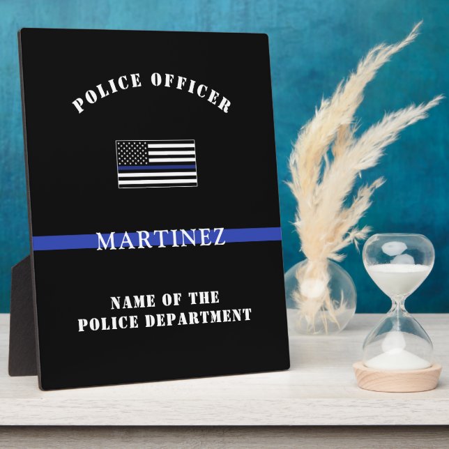 Custom Thin Blue Line Police Officer Appreciation Plaque (Side)