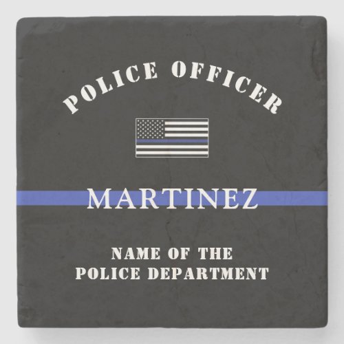 Custom Thin Blue Line Police Officer Appreciation Stone Coaster