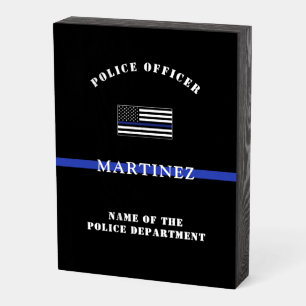 Custom Thin Blue Line Police Officer Appreciation Wooden Box Sign