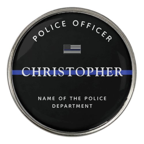 Custom Thin Blue Line Police Officer Flag Golf Ball Marker