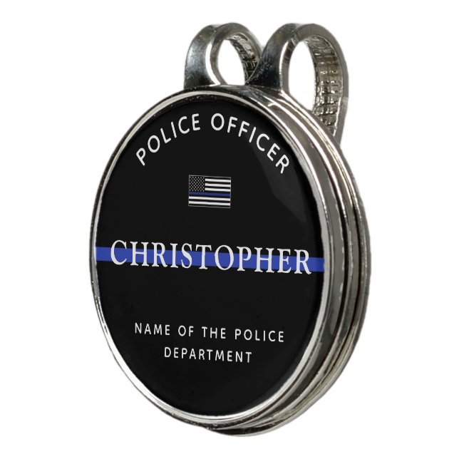Custom Thin Blue Line Police Officer Flag Golf Hat Clip (3/4)