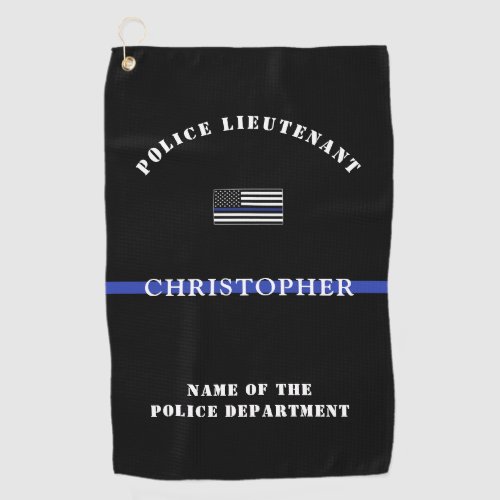 Custom Thin Blue Line Police Officer Flag Golf Towel