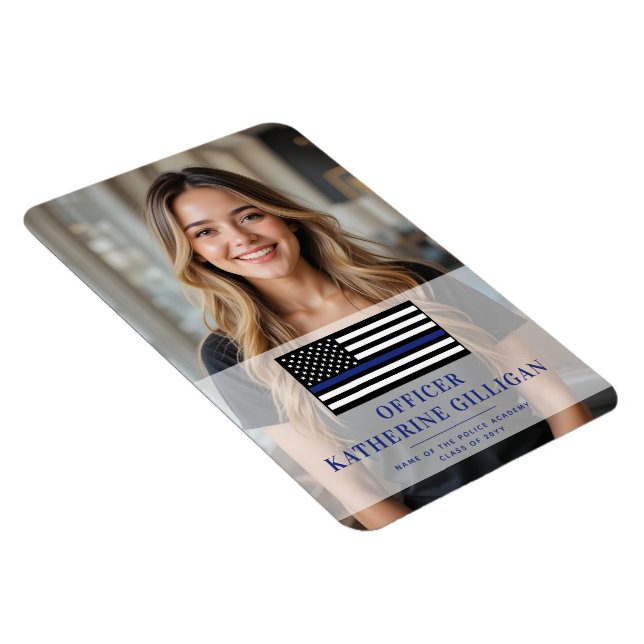 Custom Thin Blue Line Police Officer Graduation Magnet (Right Side)