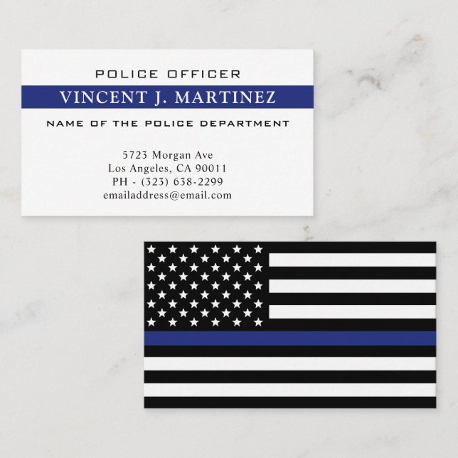 Custom Thin Blue Line Police Officer Police Dept Business Card (Front/Back)