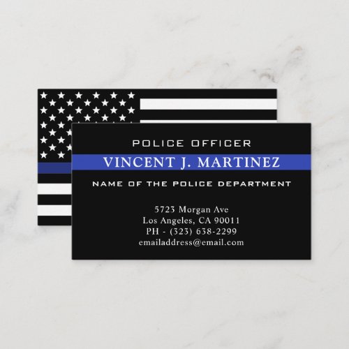 Custom Thin Blue Line Police Officer Police Dept Business Card