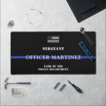 Custom Thin Blue Line Police Officer Police Dept Desk Mat<br><div class="desc">Personalized Police Officer Thin Blue Line USA Flag Police department and Law Enforcement Appreciation Gifts!</div>
