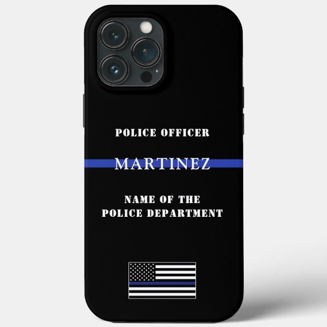 Custom Thin Blue Line Police Officer US Flag Case-Mate iPhone Case (Back)
