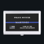 Custom Thin Blue Line Police Officer US Flag Cop Business Card Case<br><div class="desc">Personalized Police Officer Thin Blue Line USA Flag Police department  and Law Enforcement Appreciation Gifts!</div>