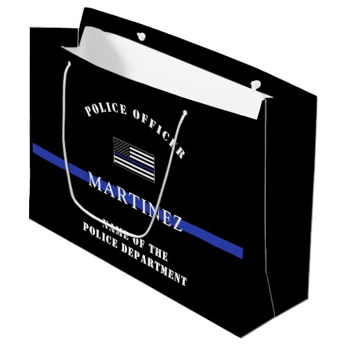 Custom Thin Blue Line Police Officer US Flag Cop Large Gift Bag