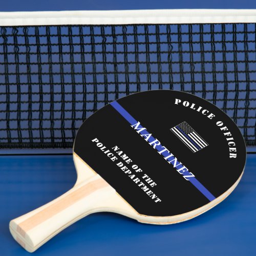 Custom Thin Blue Line Police Officer US Flag Cop Ping Pong Paddle