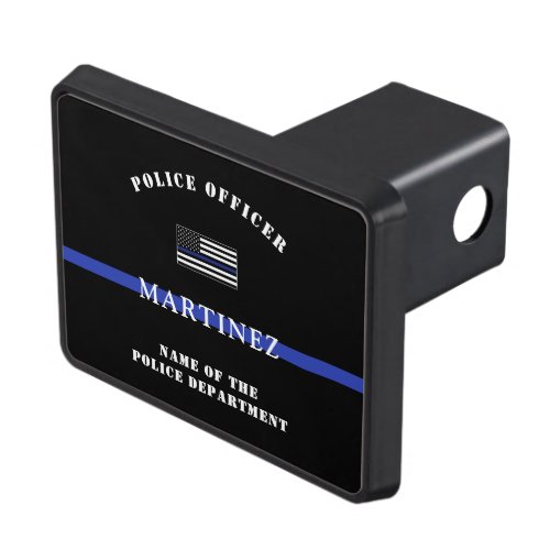 Custom Thin Blue Line Police Officer US Flag Hitch Cover