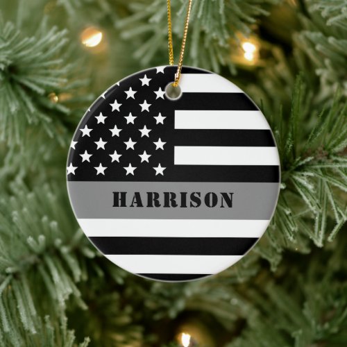 Custom Thin Gray Line Corrections Officer Ceramic Ornament