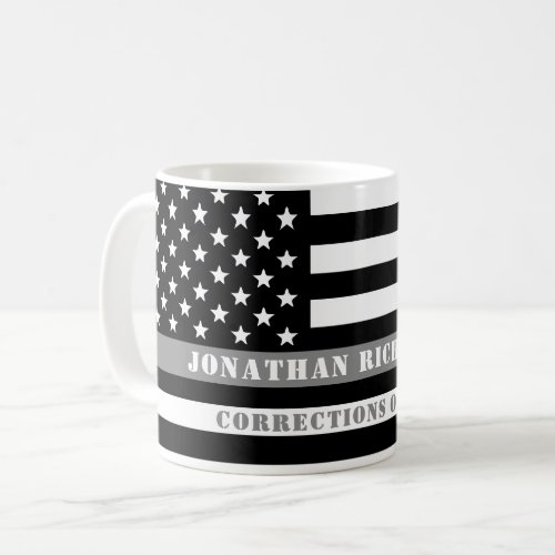 Custom Thin Gray Line Corrections Officer Gifts Coffee Mug