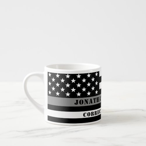 Custom Thin Gray Line Corrections Officer Gifts Espresso Cup