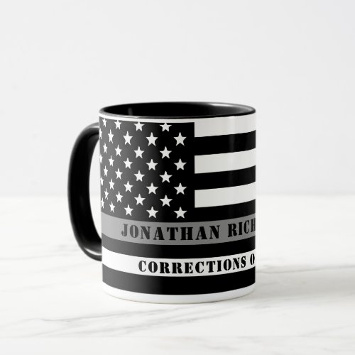 Custom Thin Gray Line Corrections Officer Gifts Mug