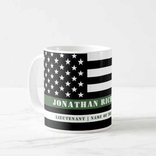 Custom Thin Green Line USA Flag Military Soldier Coffee Mug