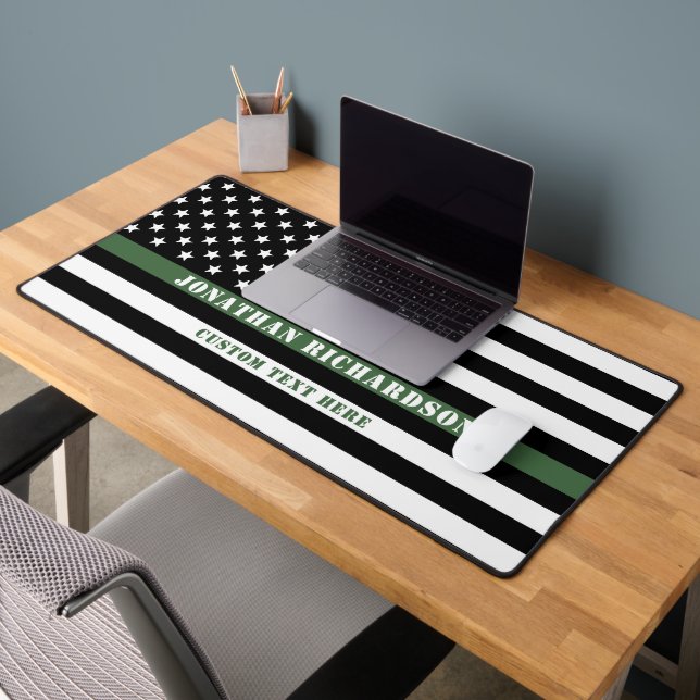 Custom Thin Green Line USA Flag Military Soldier Desk Mat (Office 2)