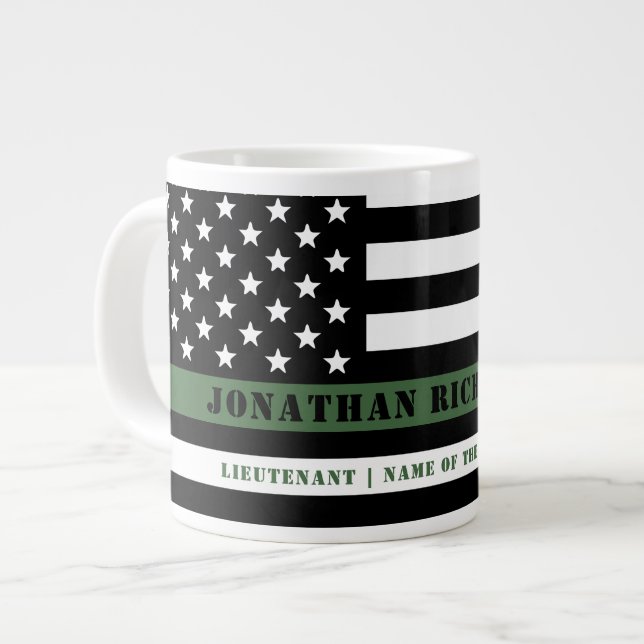 Custom Thin Green Line USA Flag Military Soldier Giant Coffee Mug (Front Left)