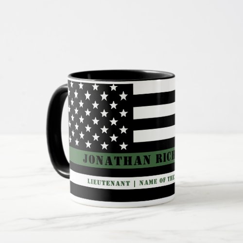 Custom Thin Green Line USA Flag Military Soldier Mug
