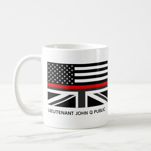 Custom Thin Red Line American and UK Flag Coffee Mug