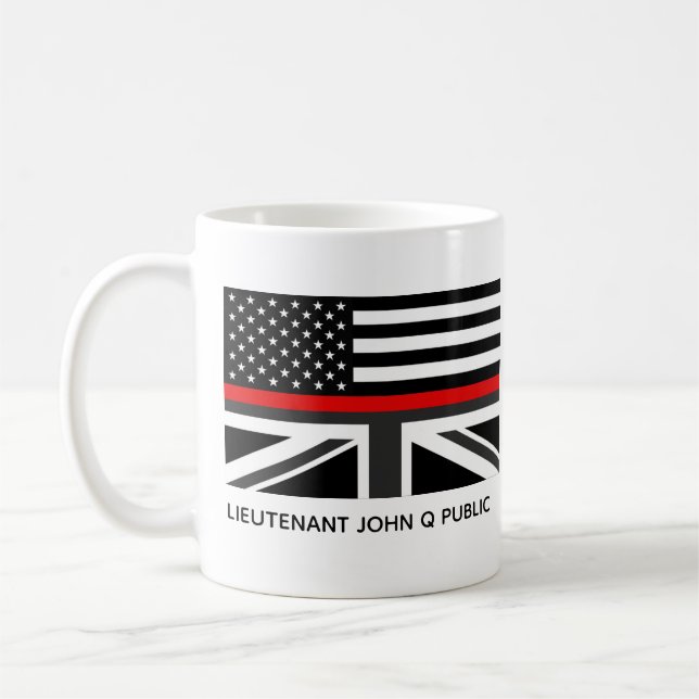 Custom Thin Red Line American and UK Flag Coffee Mug (Left)