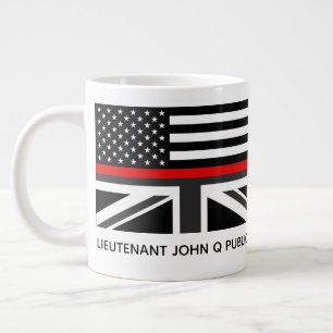 Custom Thin Red Line American and UK Flag Giant Coffee Mug