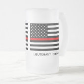Custom Thin Red Line American Flag Frosted Glass Beer Mug (Front Right)