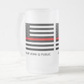 Custom Thin Red Line American Flag Frosted Glass Beer Mug (Front Left)