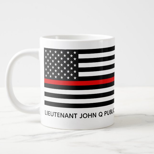 Custom Thin Red Line American Flag Giant Coffee Mug (Left)