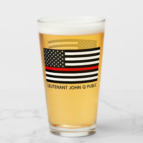Custom Thin Red Line American Flag Glass