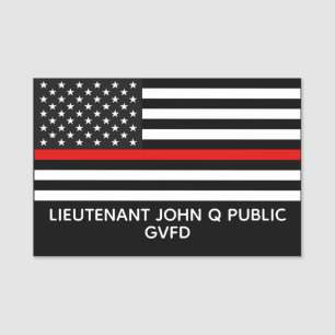 Custom Thin Red Line American Flag Name Tag