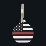 Custom Thin Red Line Firefighter Fire Department Pet ID Tag<br><div class="desc">Thin Red Line USA Flag Firefighter Proud Fire Department Gifts!</div>