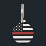 Custom Thin Red Line Firefighter Fire Department Pet ID Tag<br><div class="desc">Thin Red Line USA Flag Firefighter Proud Fire Department Gifts!</div>