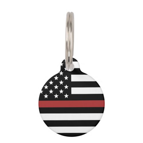 Custom Thin Red Line Firefighter Fire Department Pet ID Tag