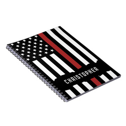 Custom Thin Red Line USA Flag Firefighter Notebook