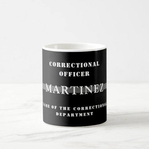 Custom Thin Silver Line Corrections Officer Coffee Mug