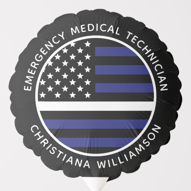 Custom Thin White Line USA Flag EMS EMT  Balloon (Front)