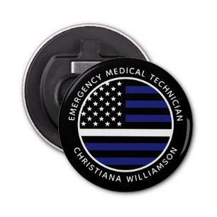 Custom Thin White Line USA Flag EMS EMT  Bottle Opener